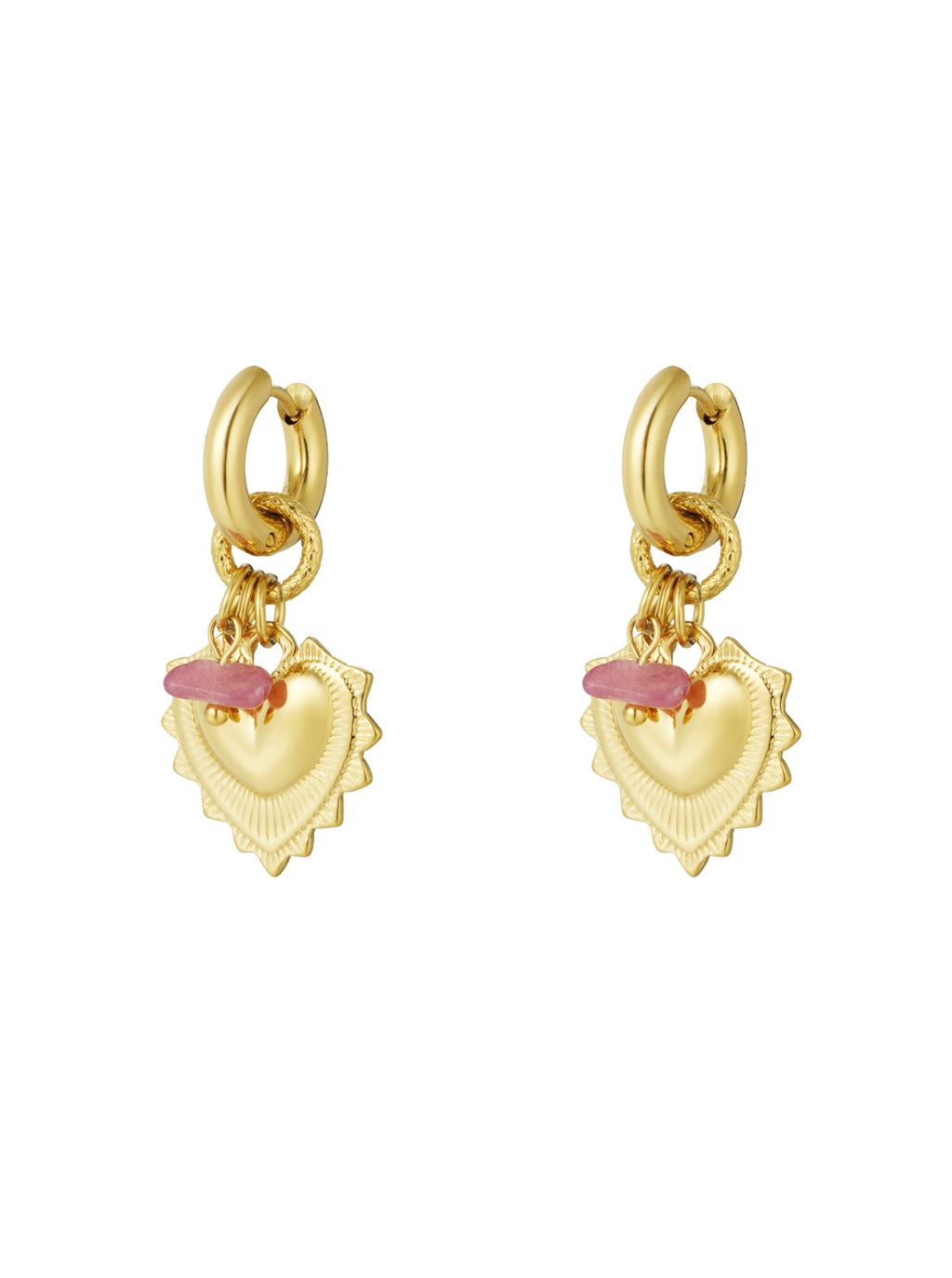 Orecchini cuore pietra rosa