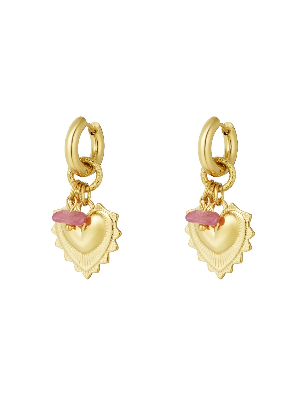 Orecchini cuore pietra rosa