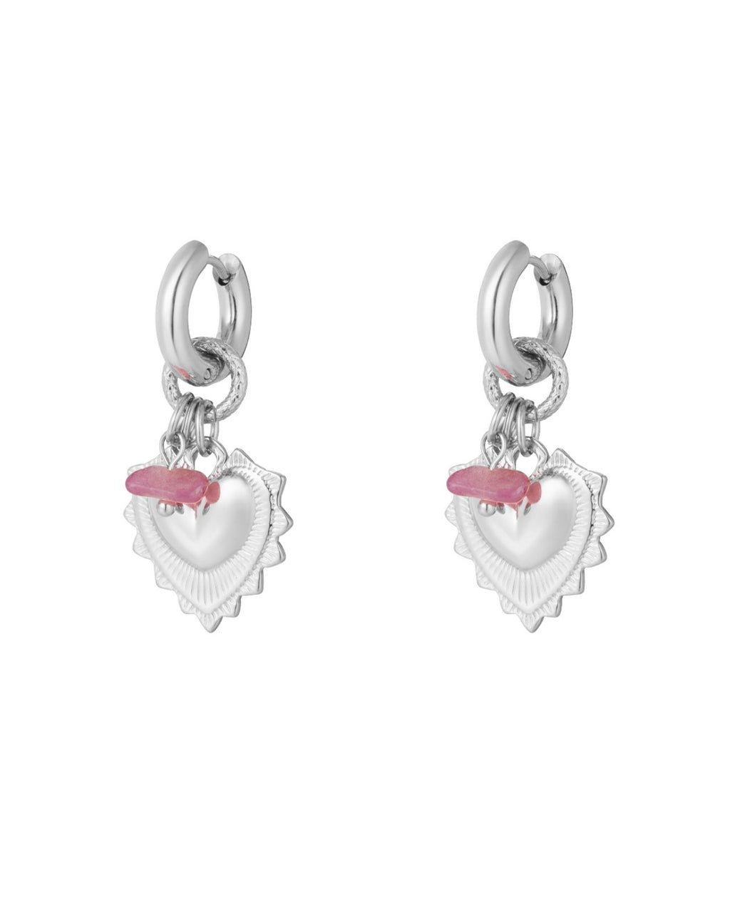 Orecchini cuore pietra rosa