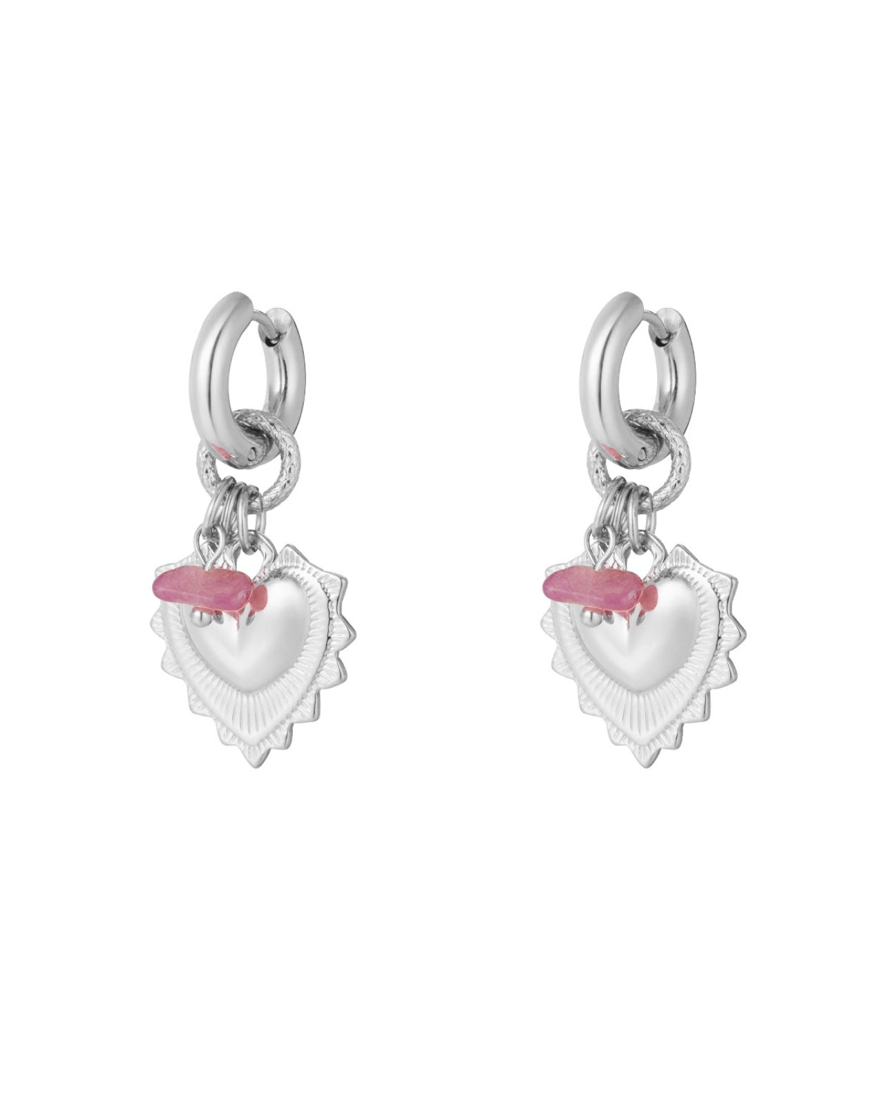 Orecchini cuore pietra rosa